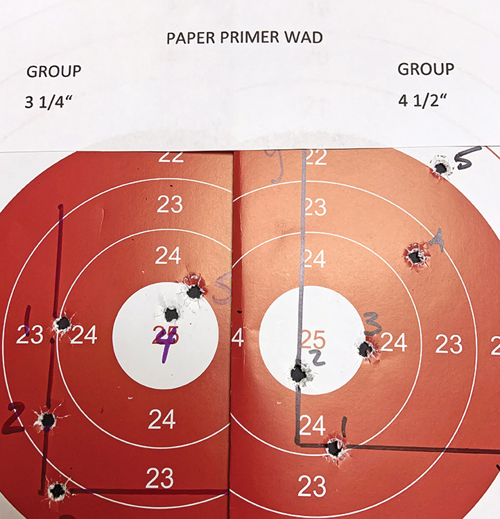 Reducing the flash hole diameter to 1⁄16 inch resulted in round groups.